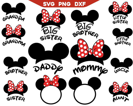 Minnie Head Monogram Svg Bundle, Mickey Monogram Svg