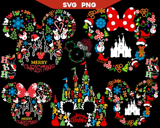 Minnie Mickey Mouse Christmas Svg Bundle, Design for Dark