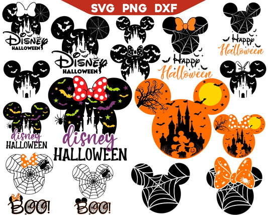Minnie Mickey Mouse Halloween Silhouette Svg Bundle