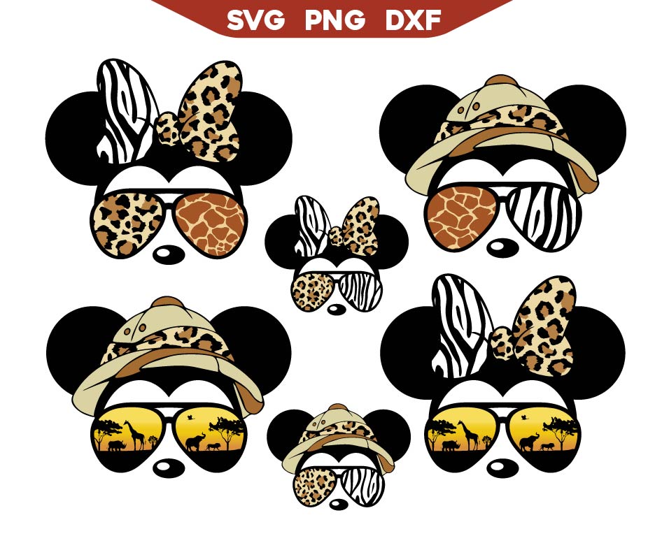 Minnie Mickey Mouse Heads Safari Svg Bundle