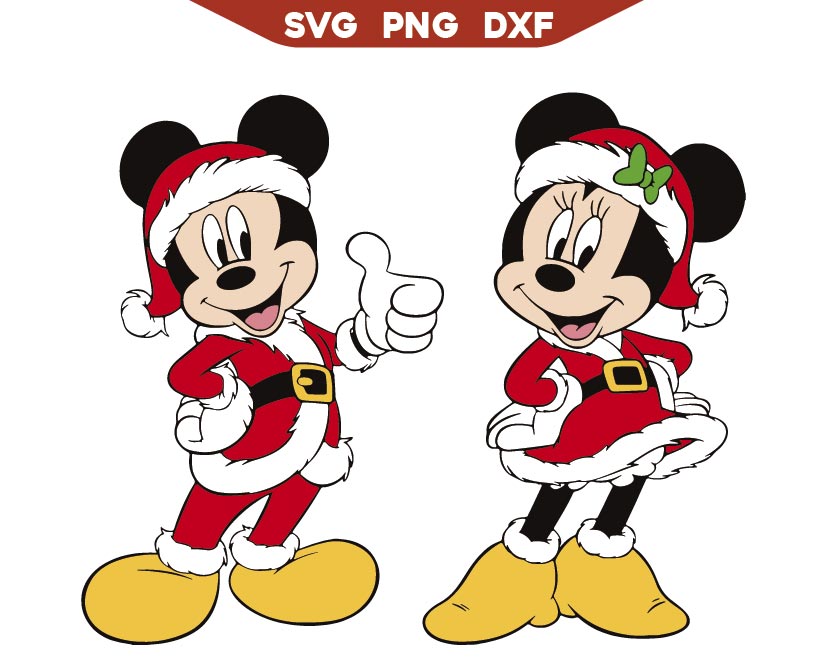Minnie Mickey Santa Claus Svg, Mickey Christmas Svg Png