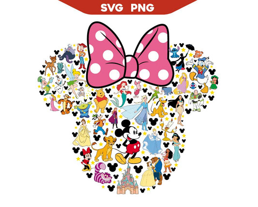 Minnie Mouse Head Svg, Disney Characters Svg