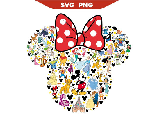 Minnie Mouse Head Svg, Disney Characters Svg Png
