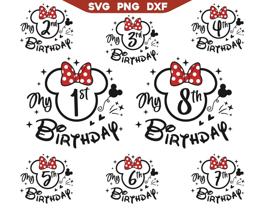 Minnie My 1st to 8th Birthday Svg Bundle
