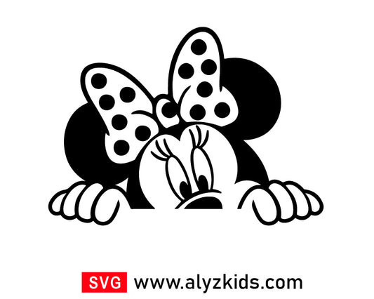 Minnie Peeking Svg Free, Disney Mouse Svg Free