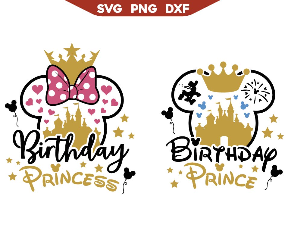 Mouse Birthday Princess Svg, Birthday Prince Svg