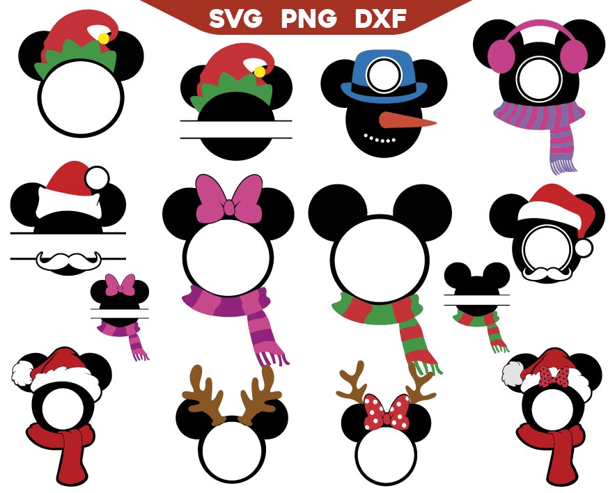 Mouse Monogram Christmas Svg Bundle