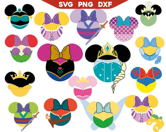 Mouse Shaped Svg Bundle, Mickey Head Princess Svg