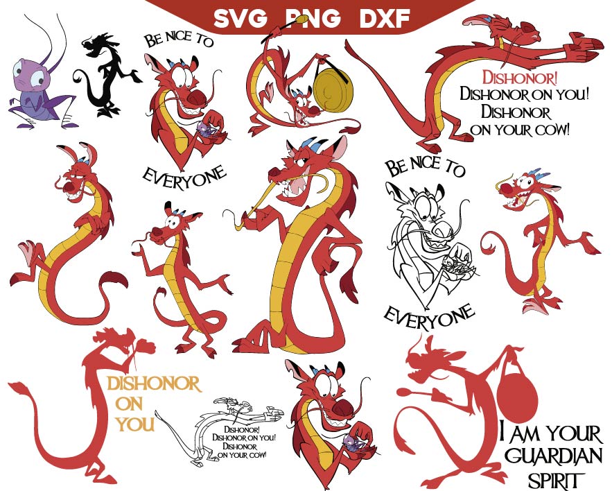 Mushu Quotes Svg Bundle, Dishonor on your Cow svg