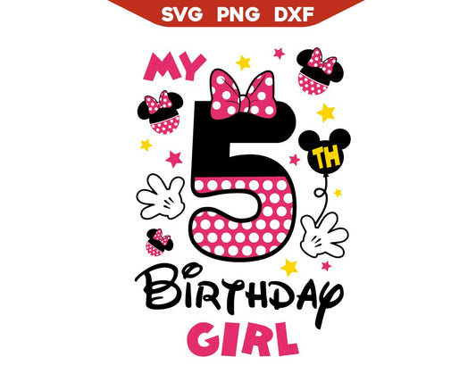 My 5th Birthday Girl Minnie Svg Png