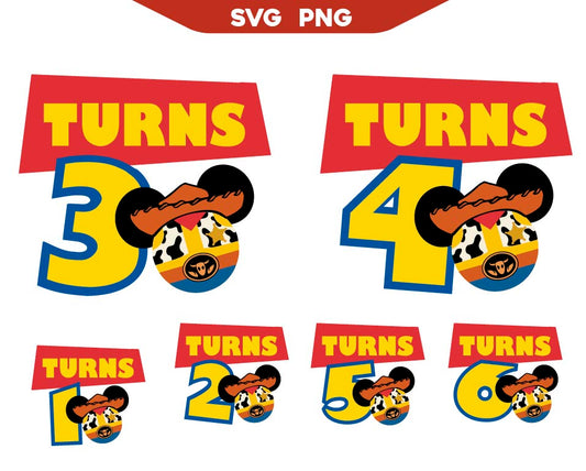 Name Turns 1st to 8th Toy Story Birthday Svg Bundle