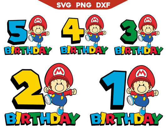 Newborn Baby Mario Bros Birthday Svg