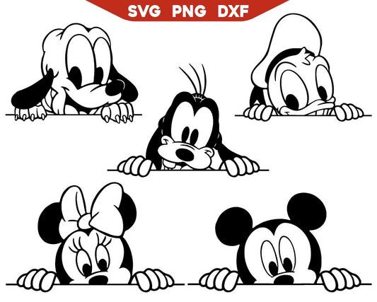 Peeking Mickey Friends Svg Pack
