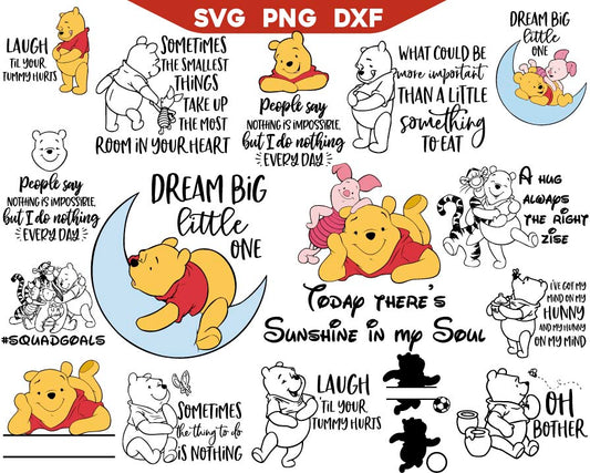 Pooh Oh Bother Svg, Dream Big Little One Svg, Pooh Quotes Svg