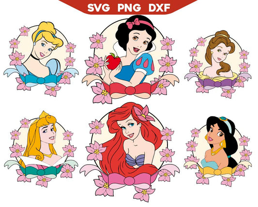 Princess Flowers Svg Disney Bundle