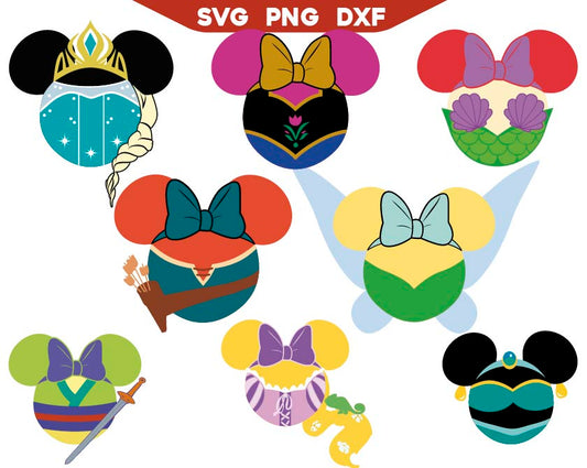 Princess Minnie Shaped Svg Pack, Mouse Shaped Princess Svg