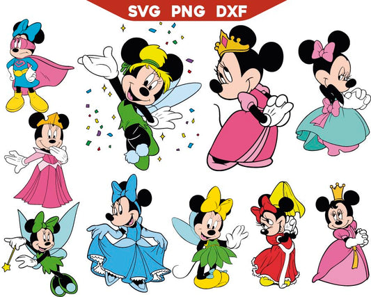 Princess Minnie Svg Bundle, Princess Mouse Svg Png