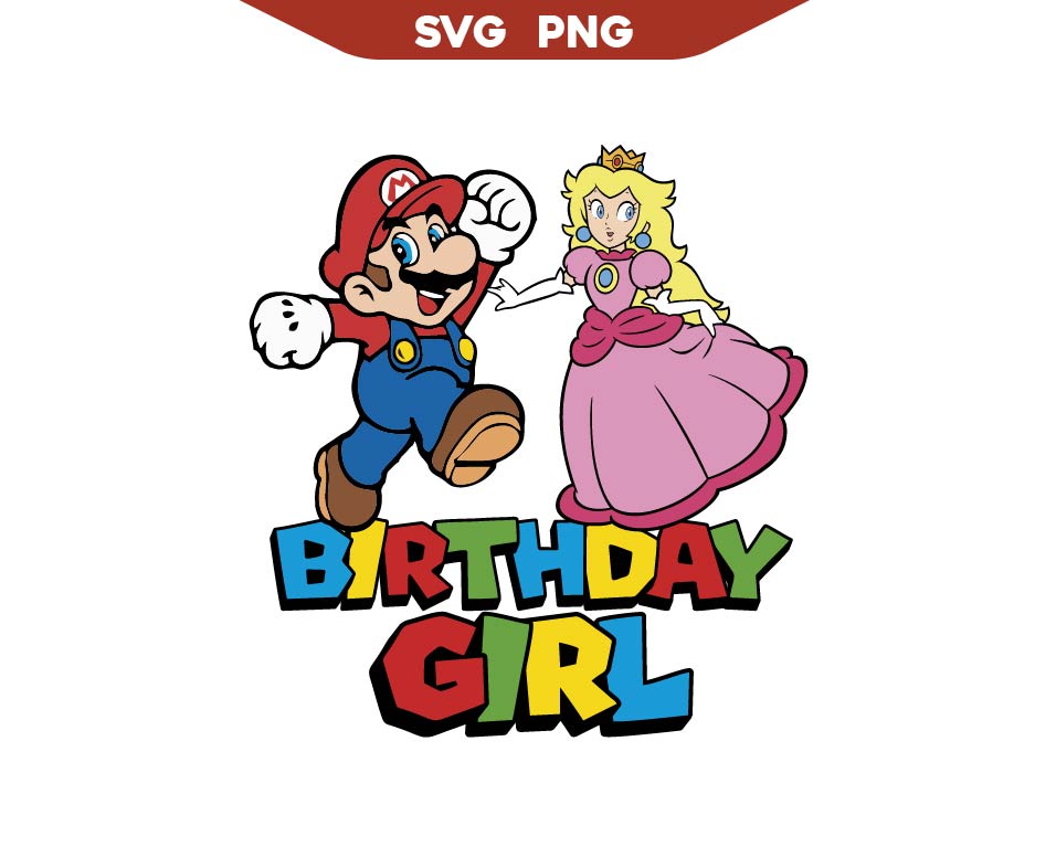 Princess Peach Birthday Girl Svg Png