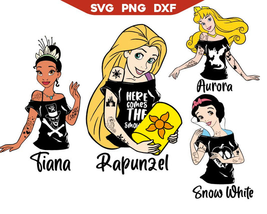 Rapunzel Punk Svg, Aurora Punk Svg, Snow White Punk Svg Png