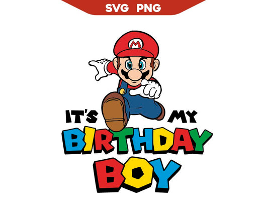 Retro Game Mario Birthday Boy Svg Png