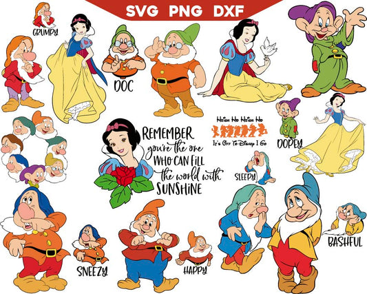 Seven Dwarf Svg Bundle, Snow White For Cricut Svg 
