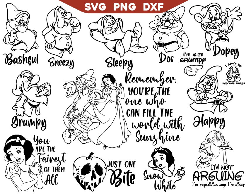 Seven Dwarfs and Snow White Svg Bundle