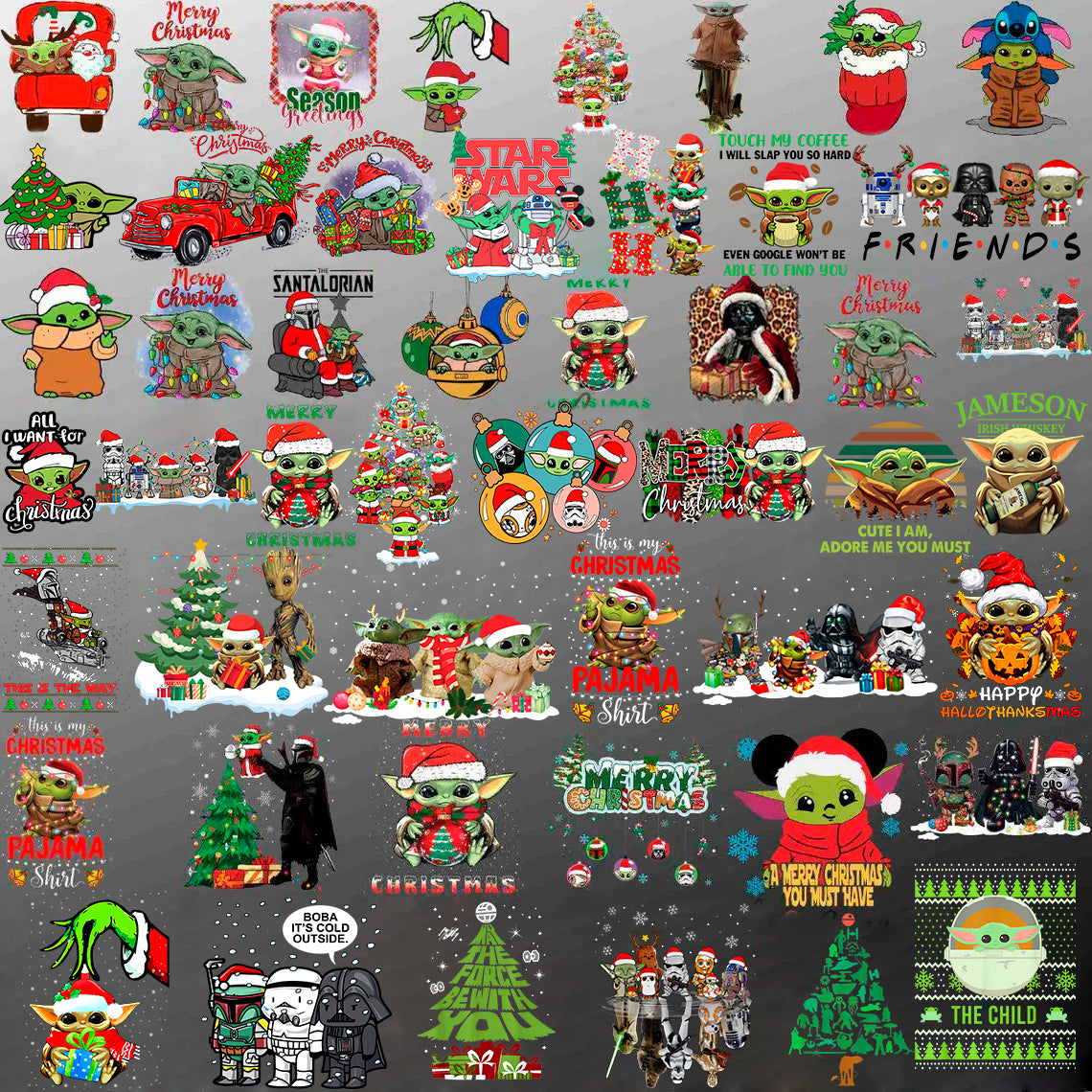 Star Wars Baby Yoda Christmas Png Pack, Disney Christmas Png (2)