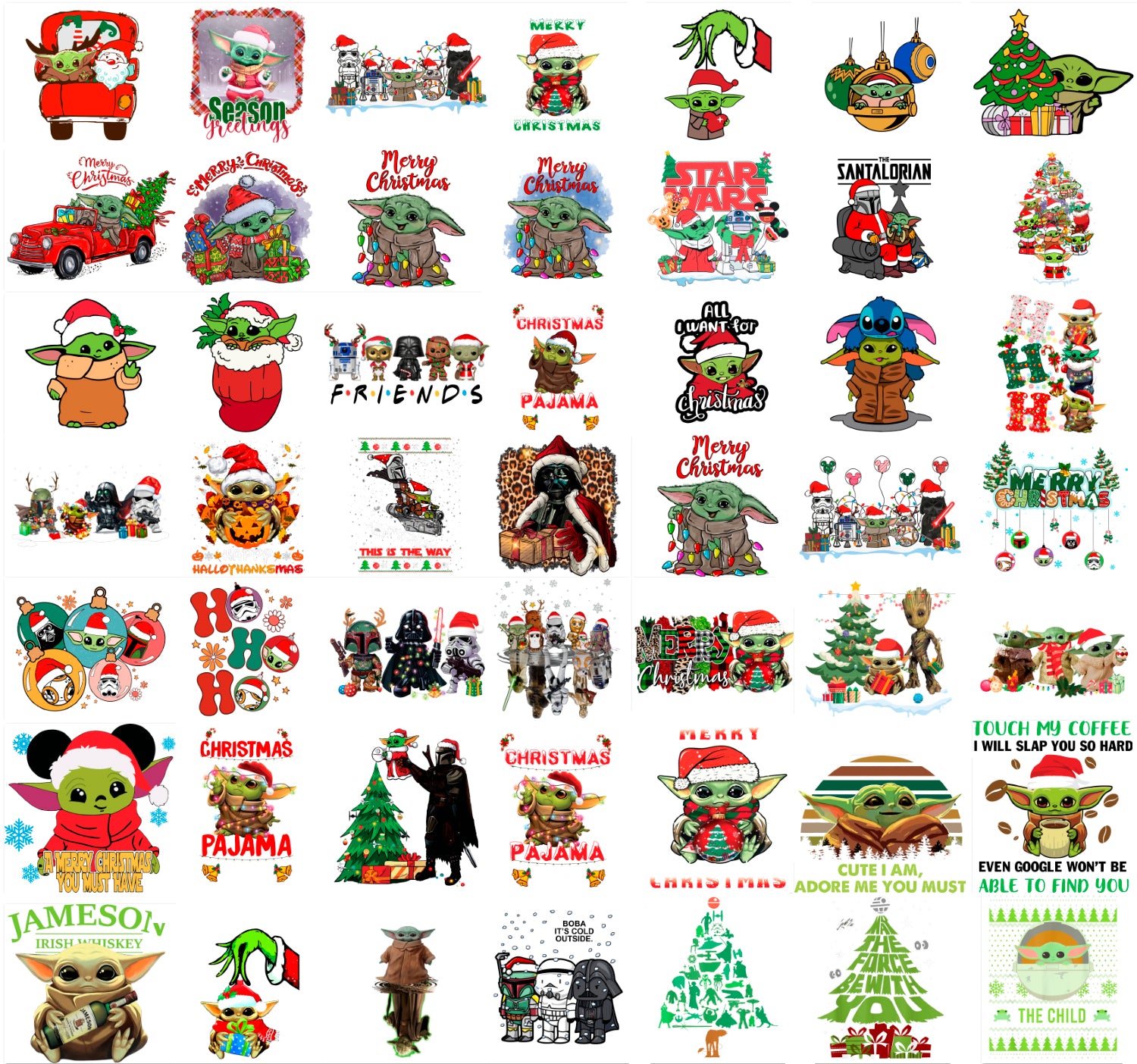Star Wars Baby Yoda Christmas Png Pack, Disney Christmas Png (3)