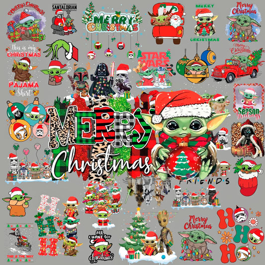 Bundle Baby Yoda Christmas Png, Star Wars Christmas Png
