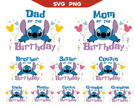 Stitch Birthday Family Svg Png