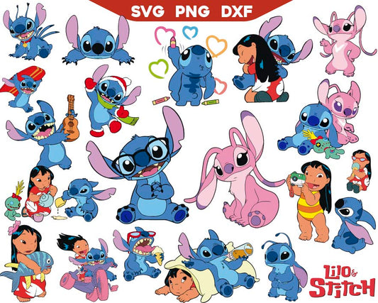 Stitch & Angel Svg Bundle, Stitch Love svg