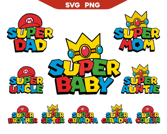 Super Baby Birthday Girl Svg, Mario Bros Birthday Svg Bundle