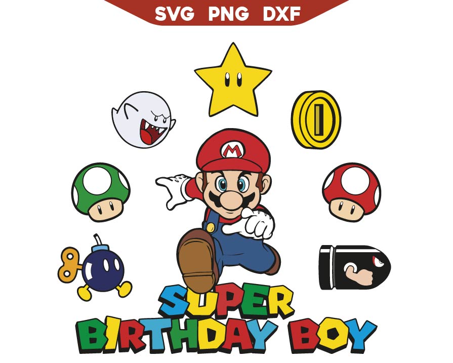 Super Birthday Boy Svg, Super Mario Party Svg