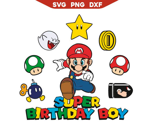 Super Birthday Boy Svg, Super Mario Party Svg