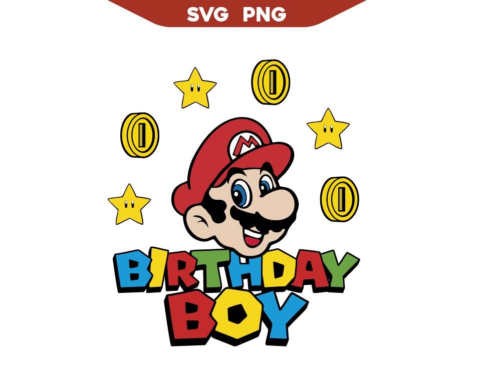 Super Birthday Mario Game Svg Png