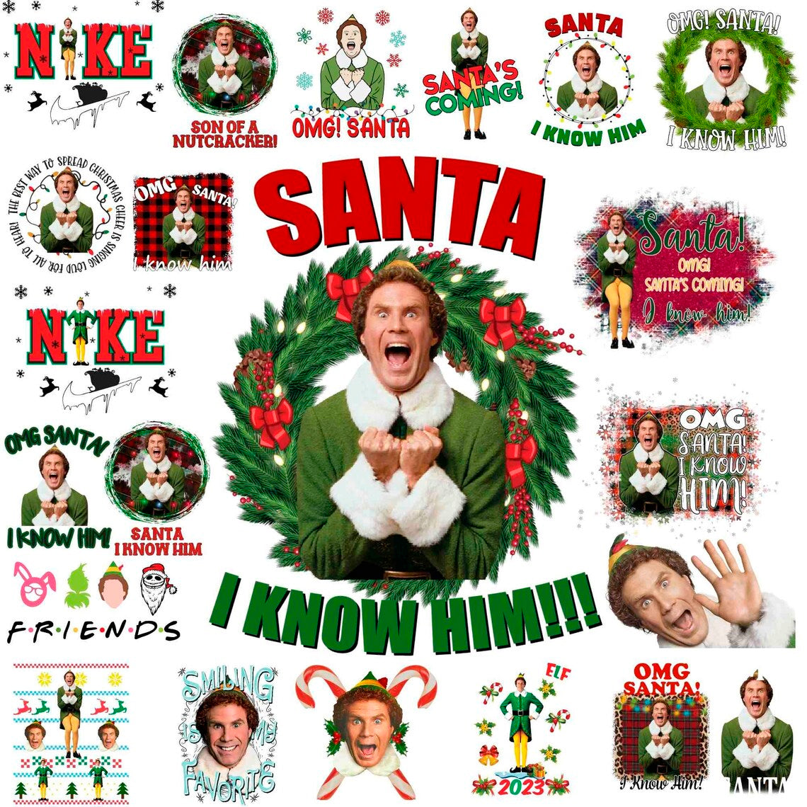 Bundle The Elf Png, Christmas Movies Png, OMG Santa I Know Him Png