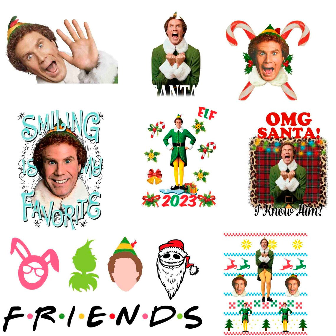 Bundle The Elf Png, Christmas Movies Png, OMG Santa I Know Him Png