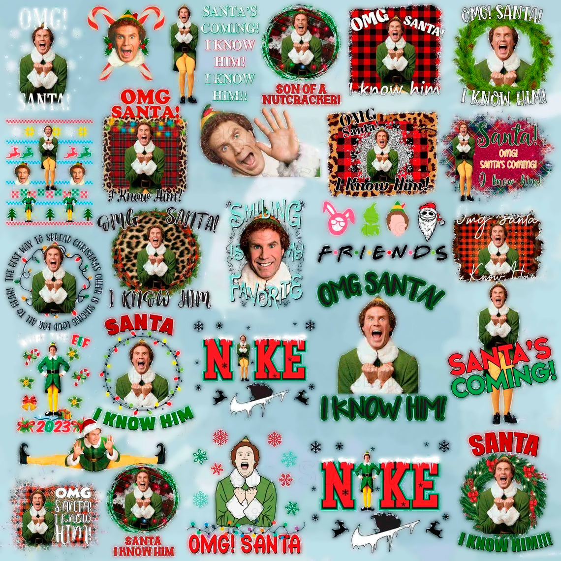 Bundle The Elf Png, Christmas Movies Png, OMG Santa I Know Him Png
