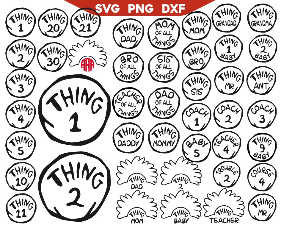 Thing 1 Thing 2 Svg Bundle, Dr Seuss Svg Png