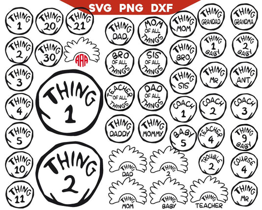 Thing 1 Thing 2 Svg Bundle, Dr Seuss Svg Png