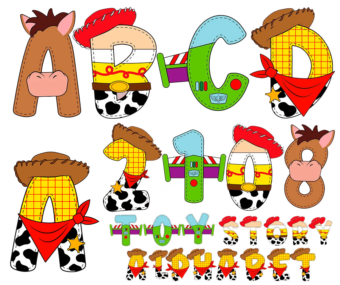 Toy Story Doodle Letters Png Bundle, Toy Story Alphabet Png