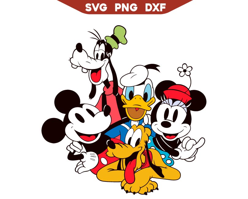Vintage Mickey Family Svg, Retro Mouse Friends Squad Svg Png