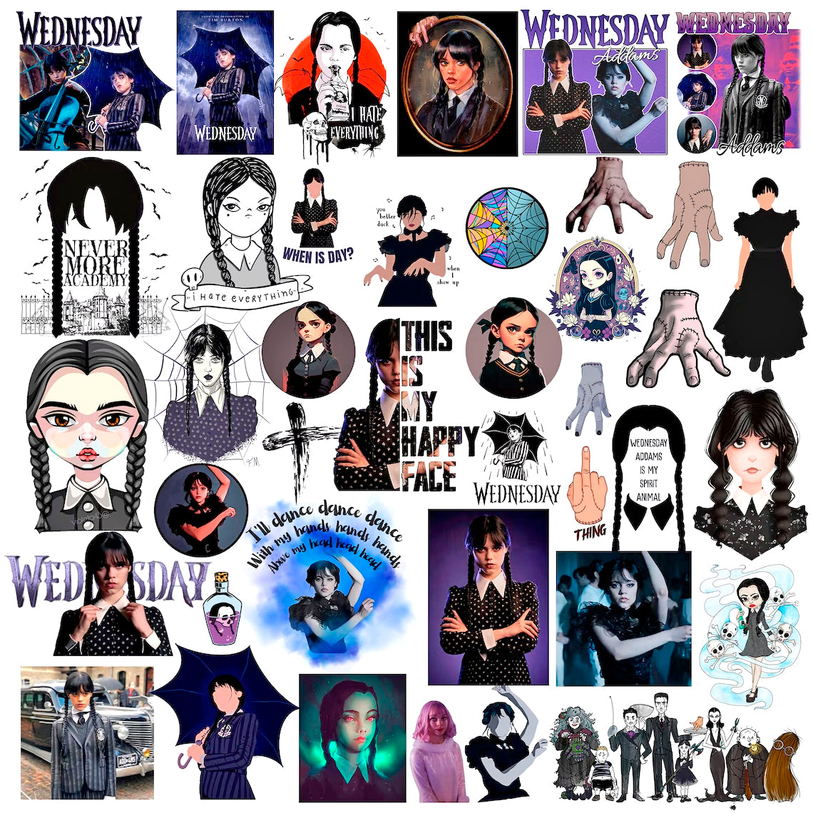Bundle Wednesday Svg Png, Merlina Addams Svg, Addams Family Svg